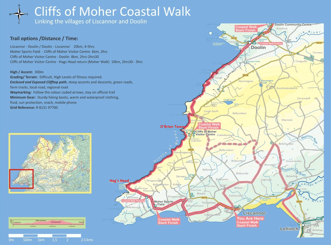 mappa delle cliffs of moher